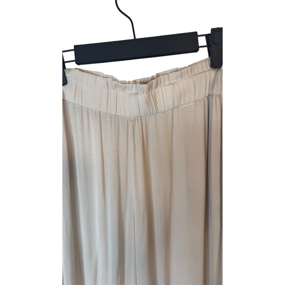 Zara XS Beige Wide-Leg Palazzo Pants Lightweight Flowy Elastic Waist - Picture 5 of 9